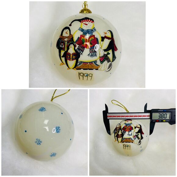 Christmas Holiday Ornaments Glass Inside Art Reversed Hand Painted Peggy Abrams - Picture 5 of 15